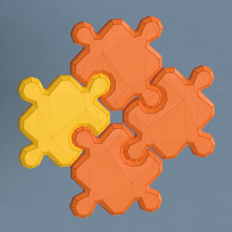 Puzzles low poly 3d illustration