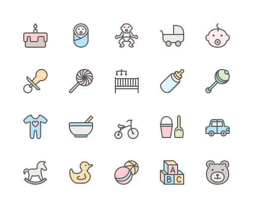 Set of Baby and Childhood line icons