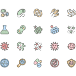 Set of Bacteria and Virus line icons