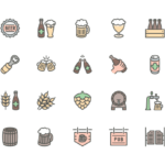 Set of beer and pub line icons