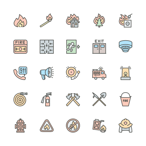 Set of Firefighter line icons