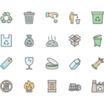 Set of Garbage line icons