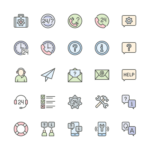 Set of Help and Support line icons
