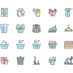 Set of Laundry and cleaning line icons