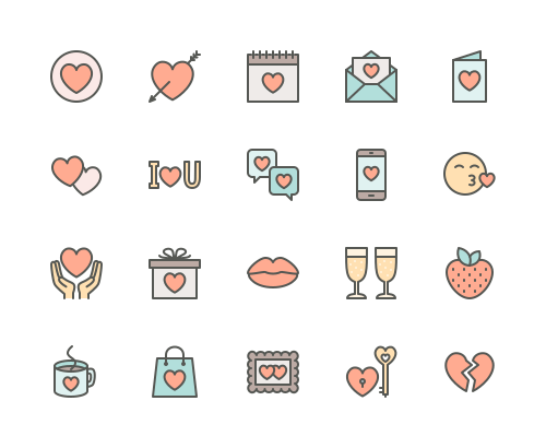 Set of Love and Valentine’s day line icons