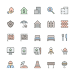Set of Real estate and Construction line icons