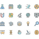 Set of science and research line icons