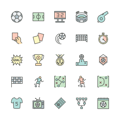Set of Soccer line icons