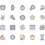 Set of Time Management line icons